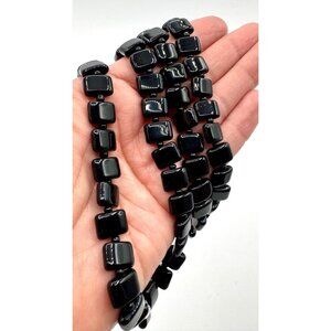 Vintage Square Blackstone Glam Formal Beads Necklace